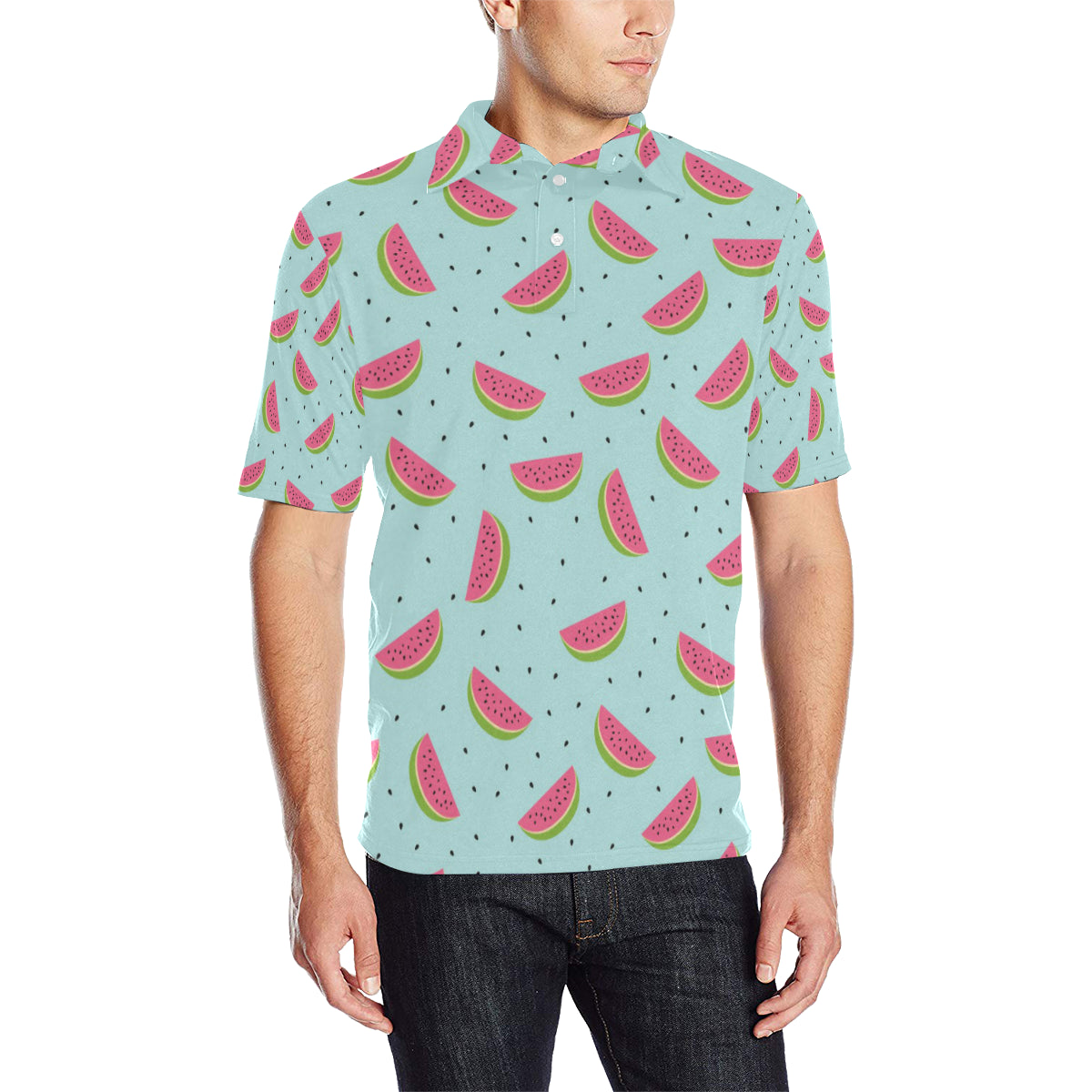 Watermelon Pattern Print Design WM06 Men Polo Shirt