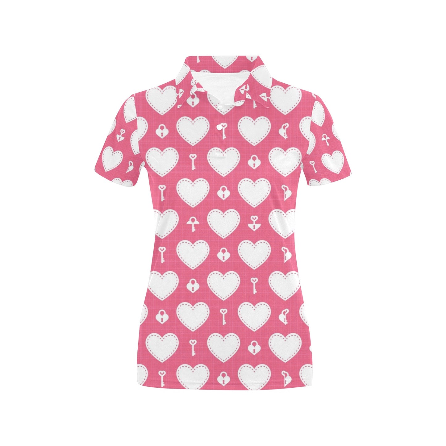 Heart Key Pattern Print Design HE09 Women's Polo Shirt