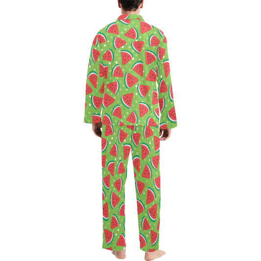 Watermelon Pattern Print Design WM05 Men's Long Pajama Set