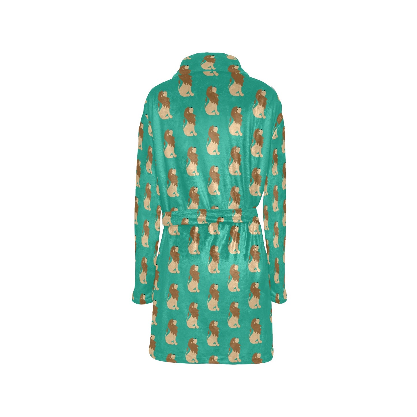 Lion Pattern Print Design 02 Women's Fleece Robe