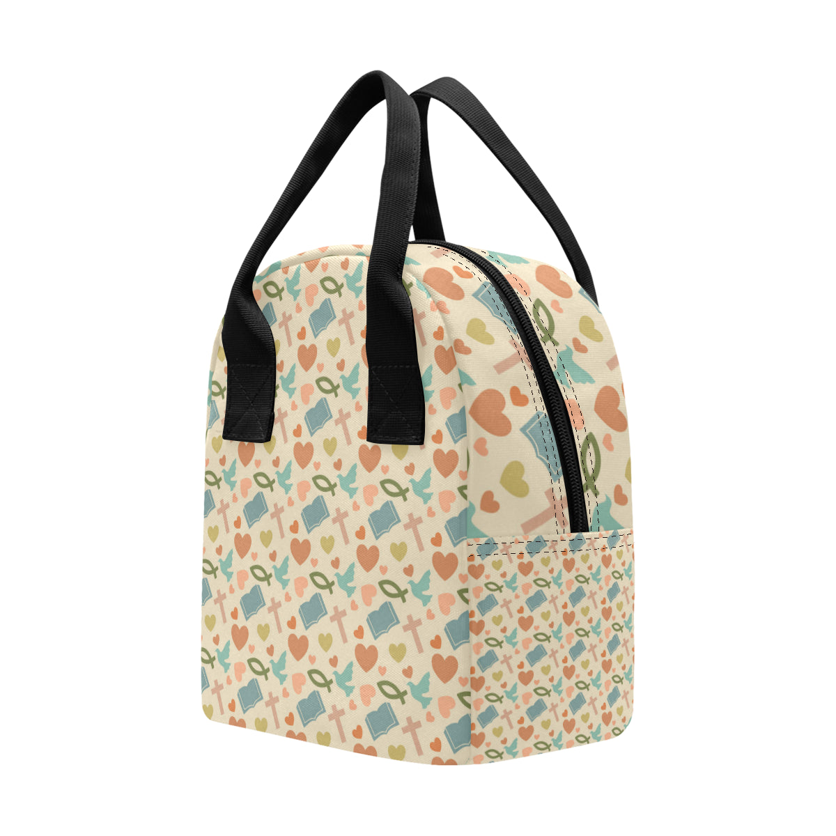 Christian Symbol Pattern Insulated Lunch Bag