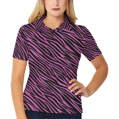 Zebra Pink Print Design LKS304 Women's Polo Shirt