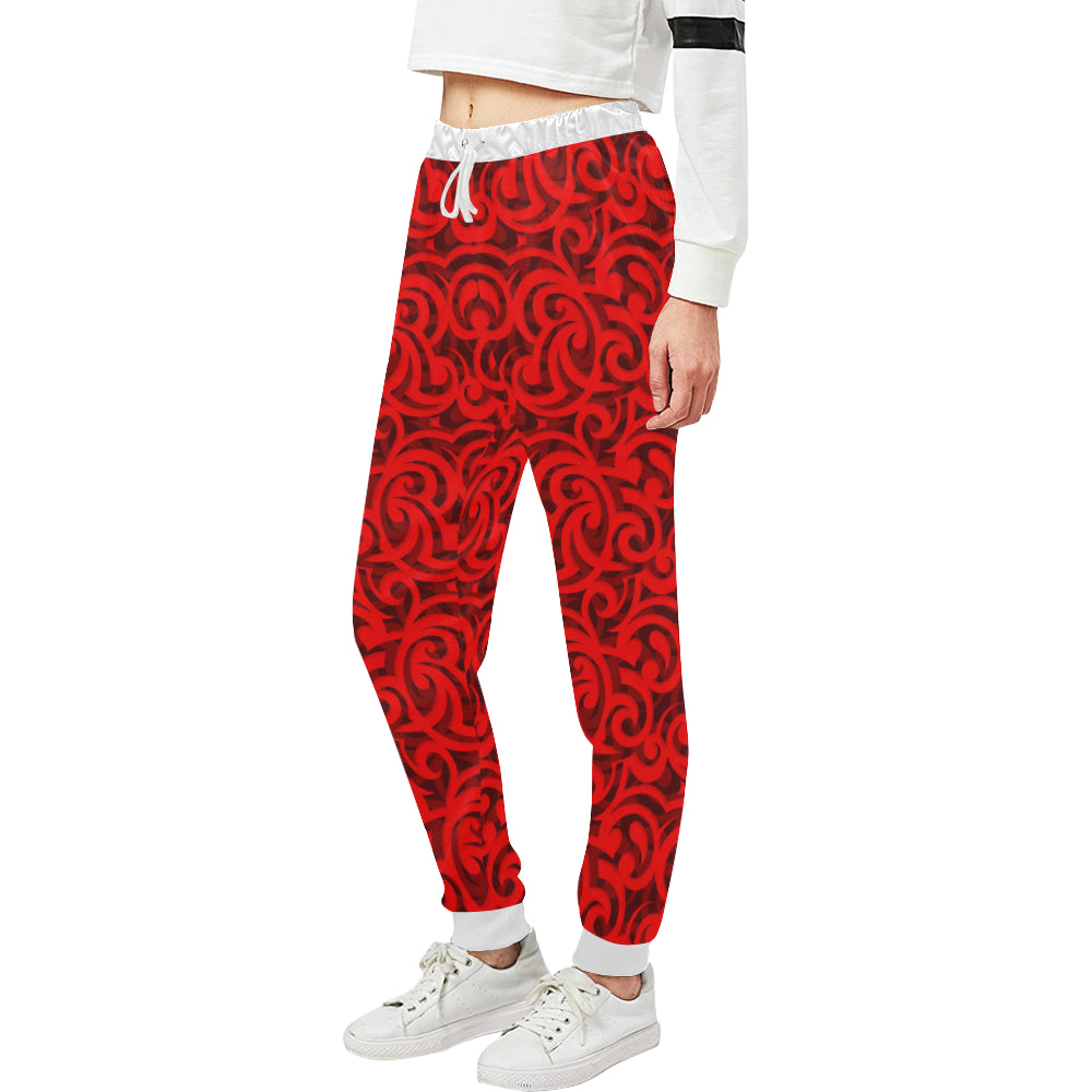 Maori Red Themed Design Print Unisex Sweatpants