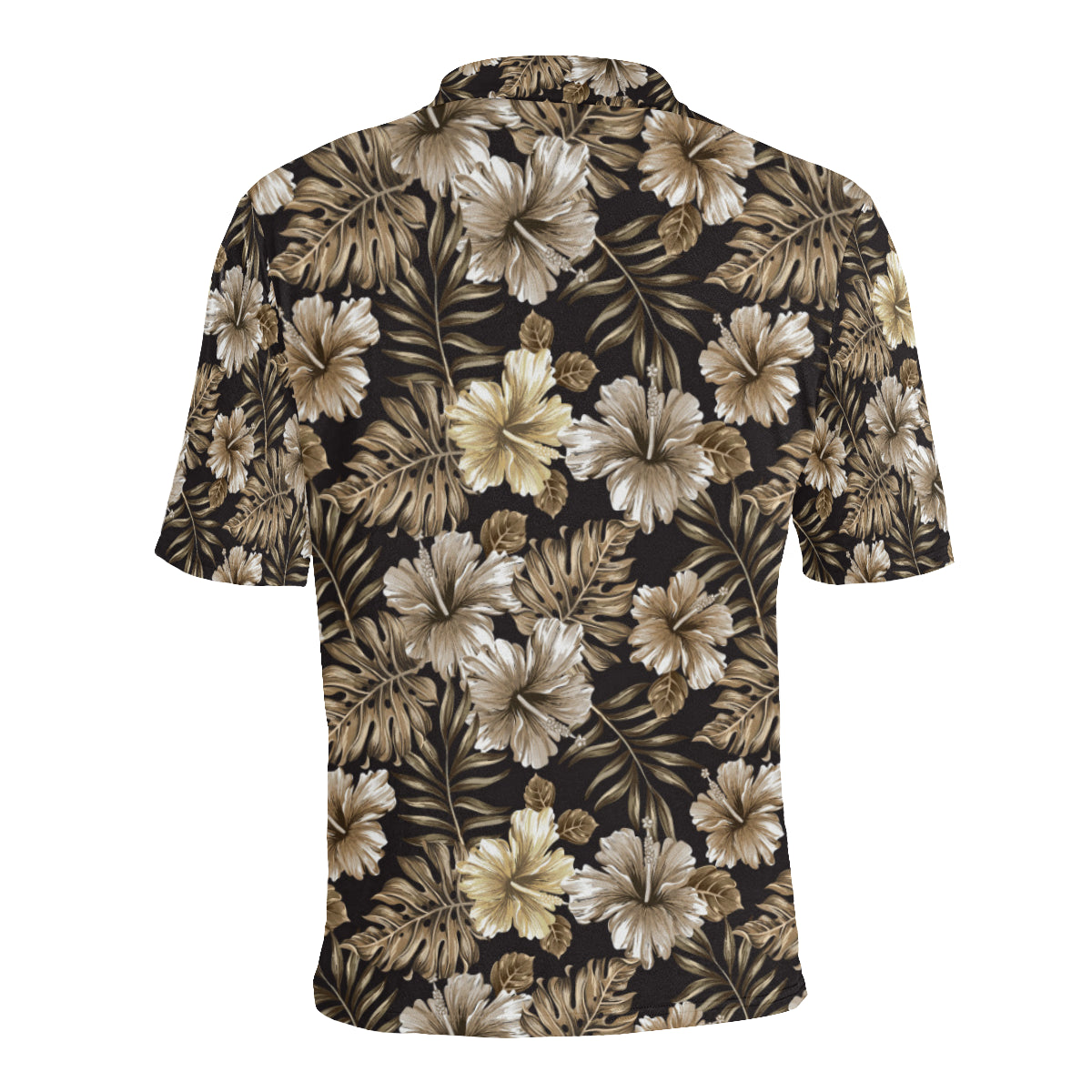 Brown Hibiscus Tropical Men Polo Shirt