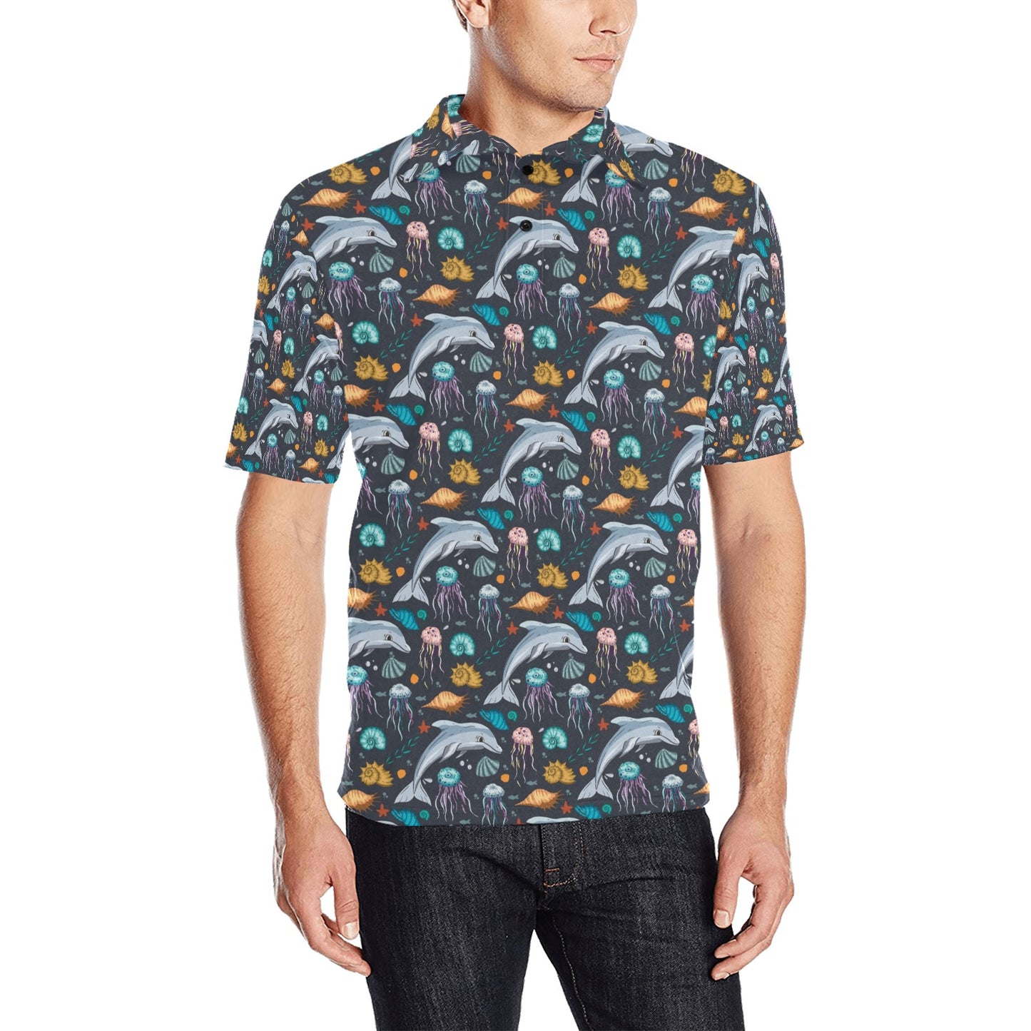 Underwater Dolphin Print Design LKS304 Men Polo Shirt