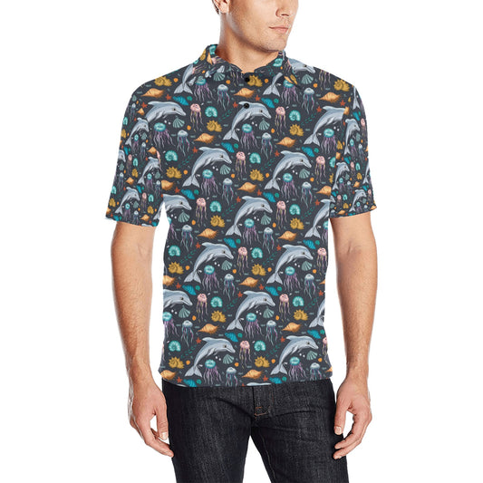 Underwater Dolphin Print Design LKS304 Men Polo Shirt