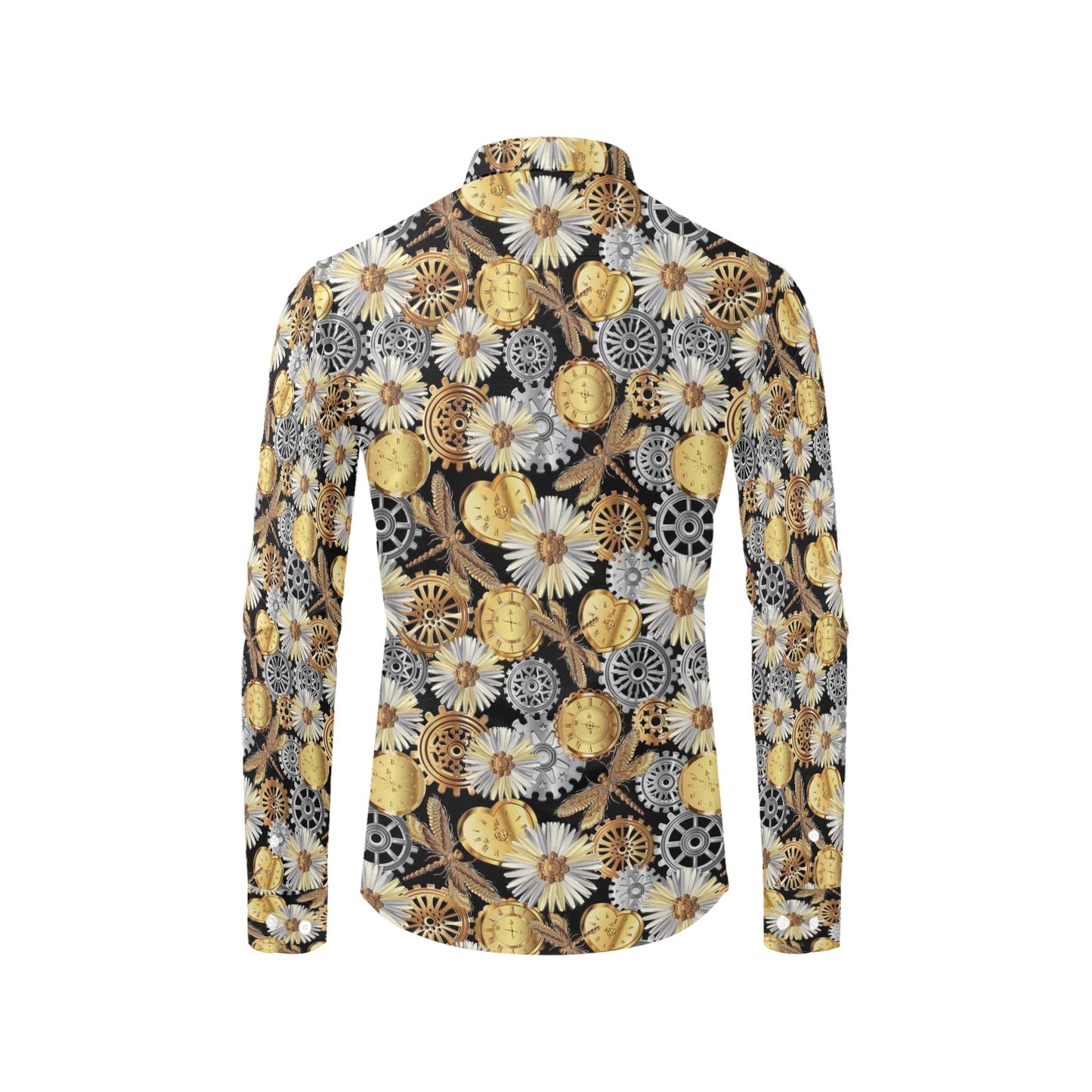 Steampunk Dragonfly Print Design LKS302 Men's Long Sleeve Dress Shirt