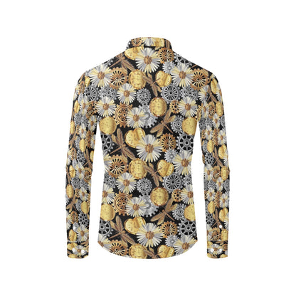 Steampunk Dragonfly Print Design LKS302 Men's Long Sleeve Dress Shirt