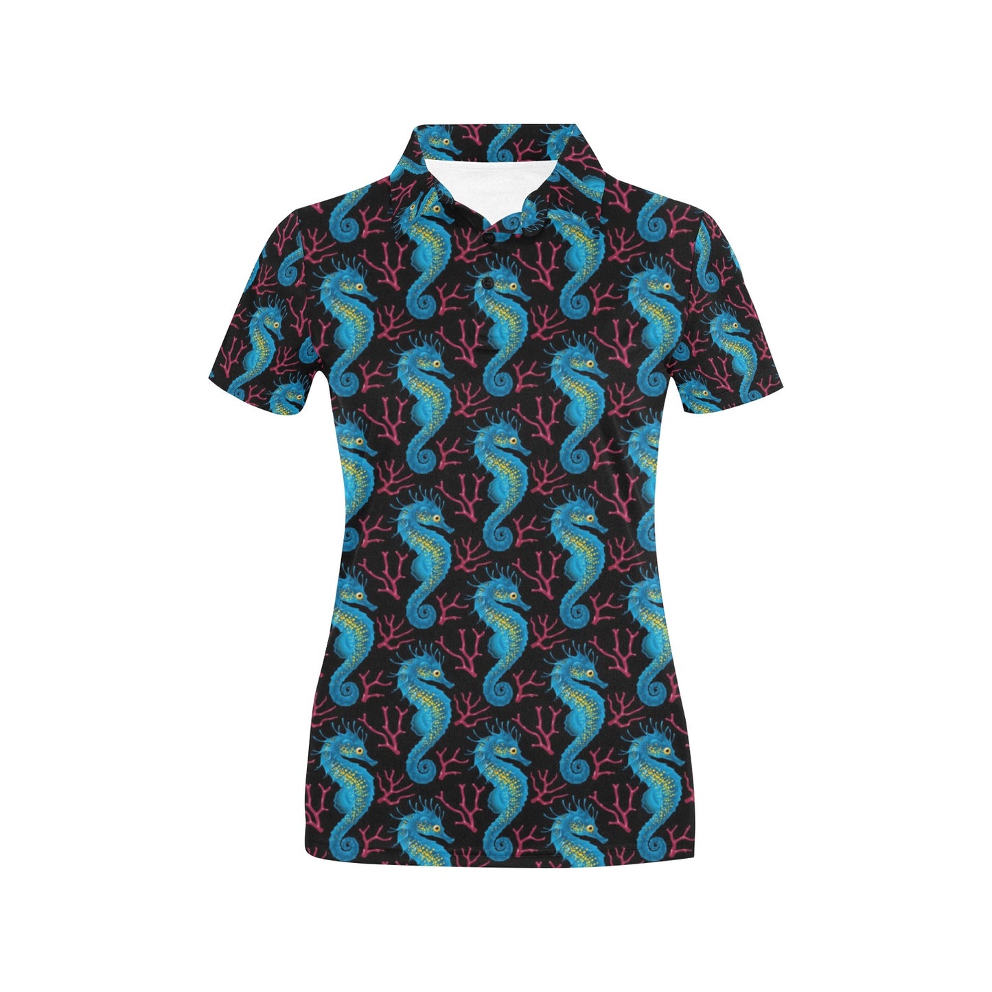SeaHorse Print Design LKS401 Women's Polo Shirt