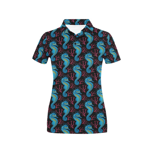 SeaHorse Print Design LKS401 Women's Polo Shirt
