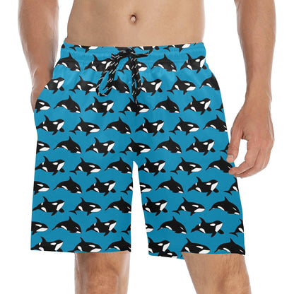 Whale Print Design LKS304 Men's Swim Trunks Beach Shorts