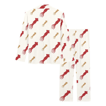 Giant Squid Pattern Print Design 01 Women's Long Pajama Set