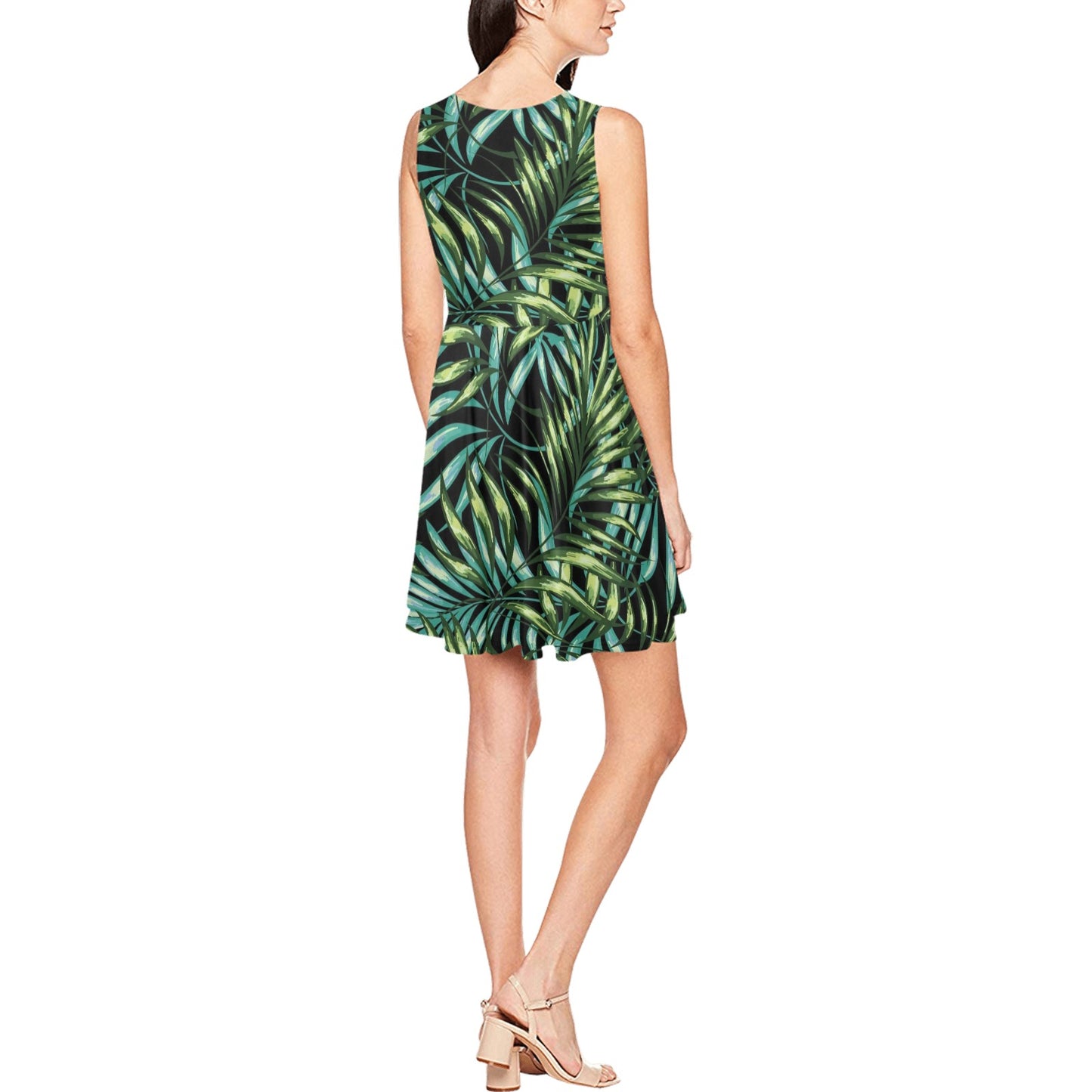 Tropical Flower Pattern Print Design TF08 Sleeveless Dress