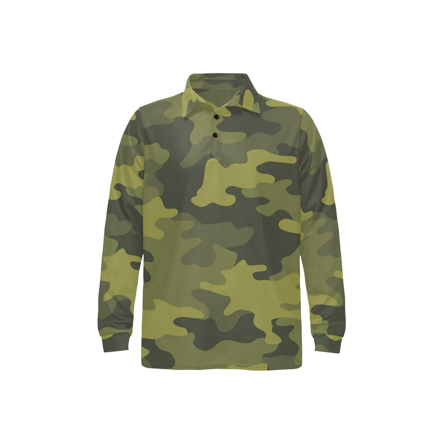 Military Camouflage Pattern Print Design 02 Long Sleeve Polo Shirt For Men's