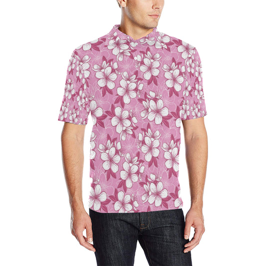 Cherry Blossom Pattern Print Design CB02 Men Polo Shirt