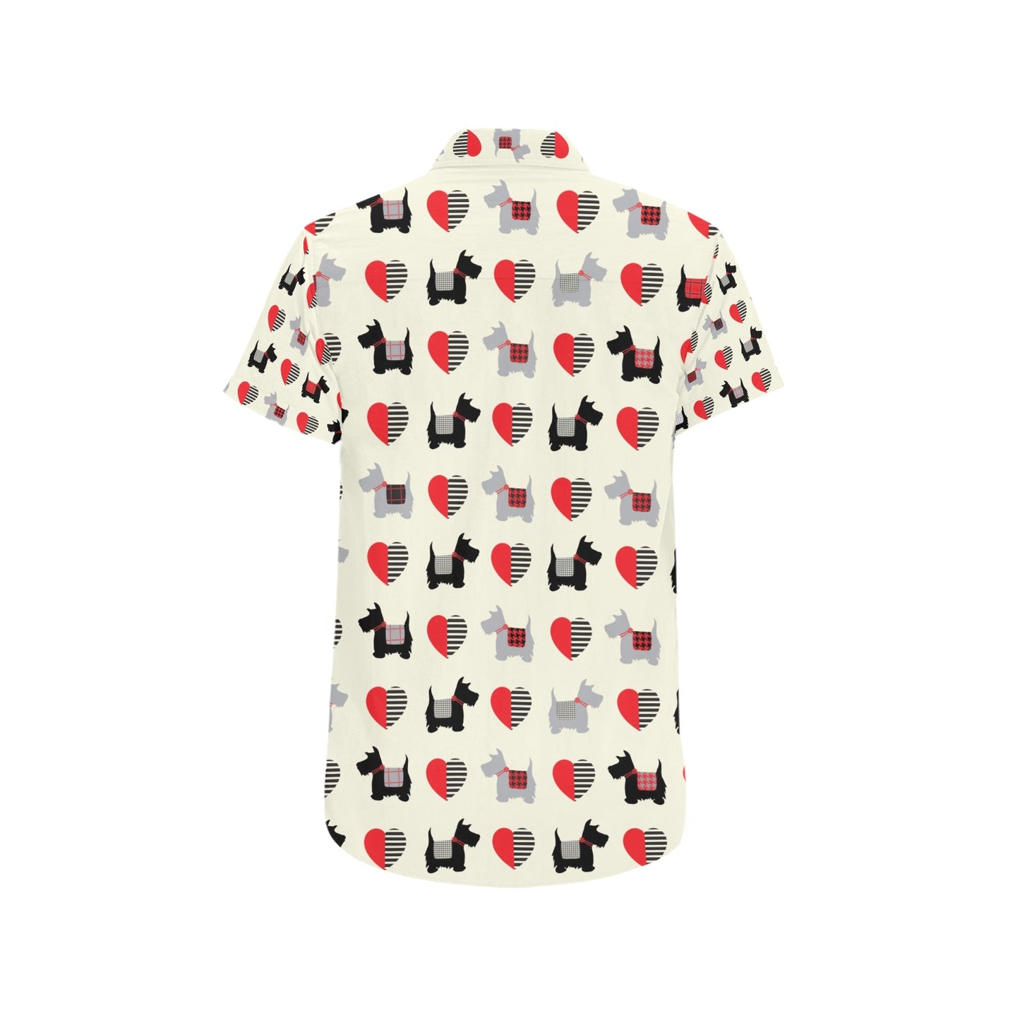 Scottish Terriers Print Design LKS3010 Men Short Sleeve Button Up Shirt