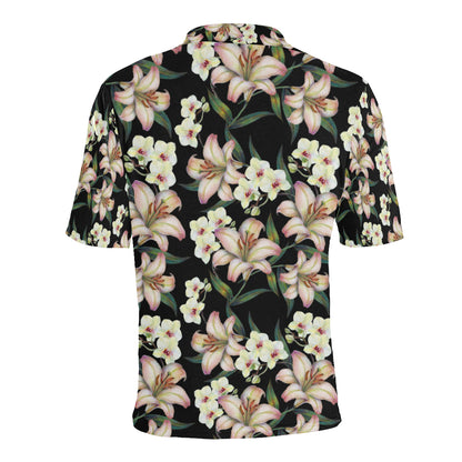 Lily Pattern Print Design LY03 Men Polo Shirt