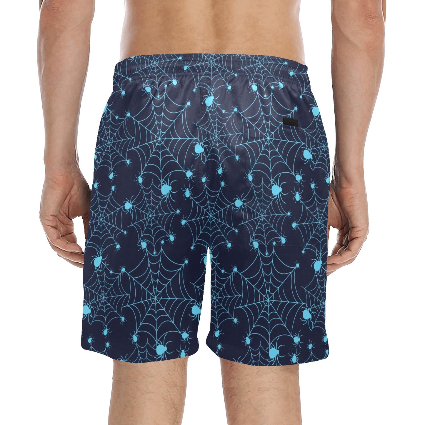 Spider Web Blue Print Design LKS304 Men's Swim Trunks Beach Shorts