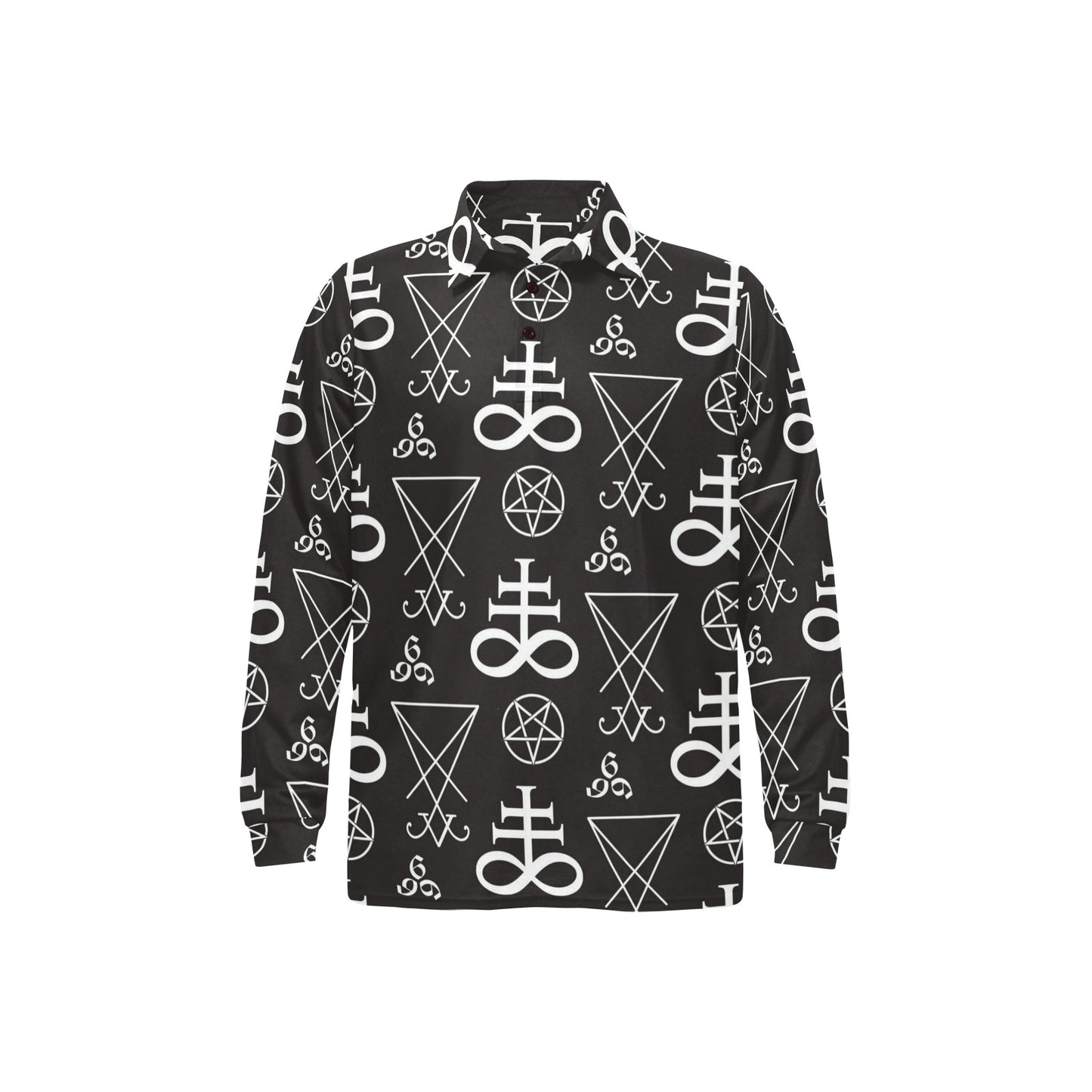 Pentagram Pattern Print Design A04 Long Sleeve Polo Shirt For Men's