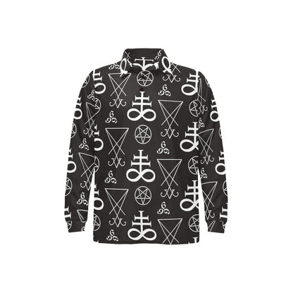 Pentagram Pattern Print Design A04 Long Sleeve Polo Shirt For Men's
