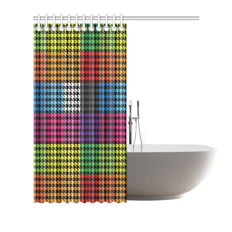 Houndstooth Colorful Pattern Print Design 01 Shower Curtain