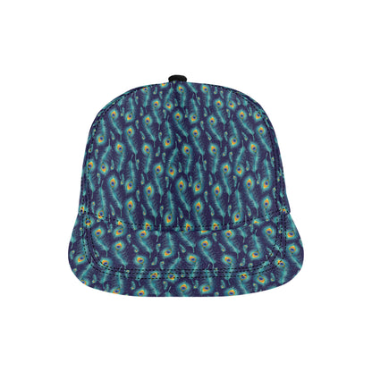 Peacock Feather Blue Design Print Snapback Cap