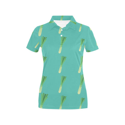 Leek Pattern Print Design 01 Women's Polo Shirt