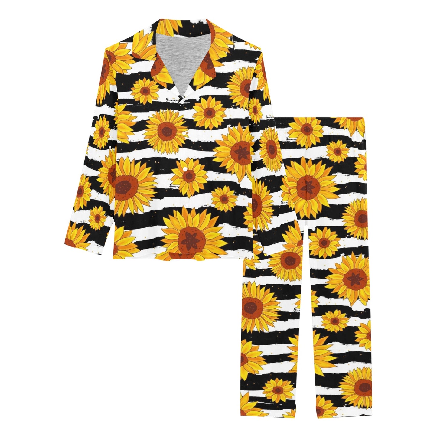 Sunflower Pattern Print Design SF010 Women's Long Pajama Set