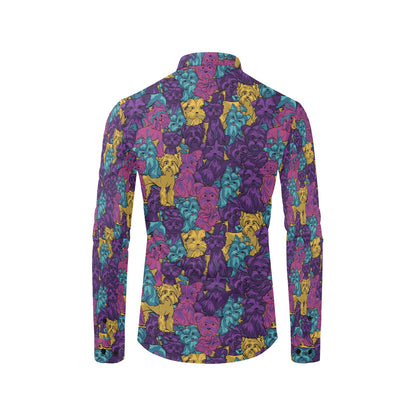 Yorkshire Terriers Print Design LKS3010 Men's Long Sleeve Dress Shirt