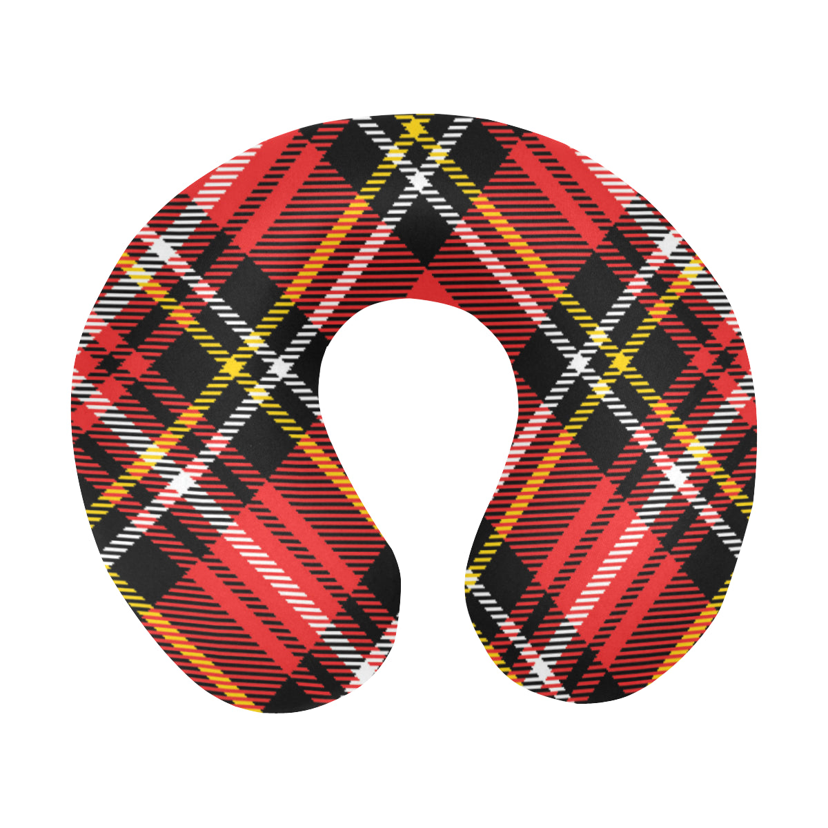 Plaid Red Pattern Print Design A03 U-Shaped Travel Neck Pillow