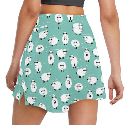 Sheep Print Design LKS404 17" Golf & Pickleball Skort with Pockets