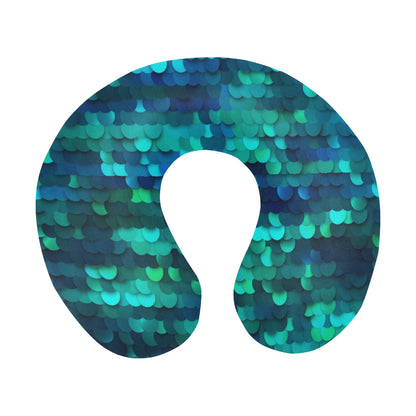 Mermaid Scales Pattern Print Design 06 U-Shaped Travel Neck Pillow