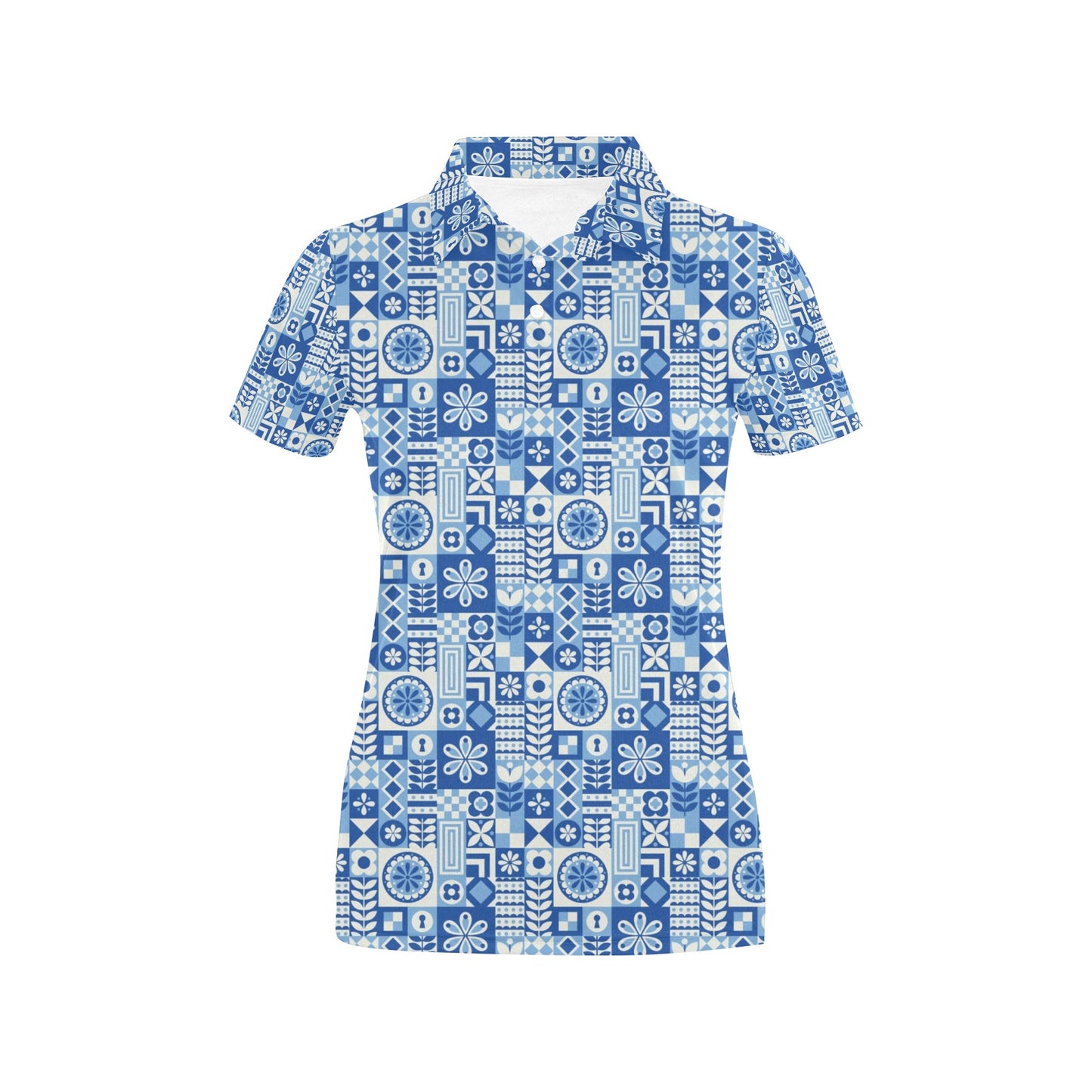 Swedish Print Pattern Women's Polo Shirt