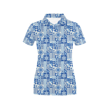 Swedish Print Pattern Women's Polo Shirt