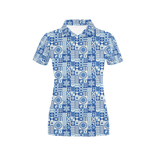 Swedish Print Pattern Women's Polo Shirt