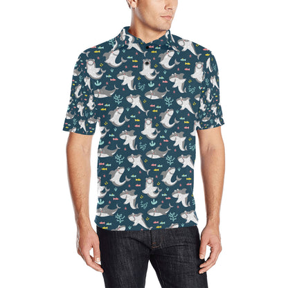 Shark Print Design LKS307 Men Polo Shirt