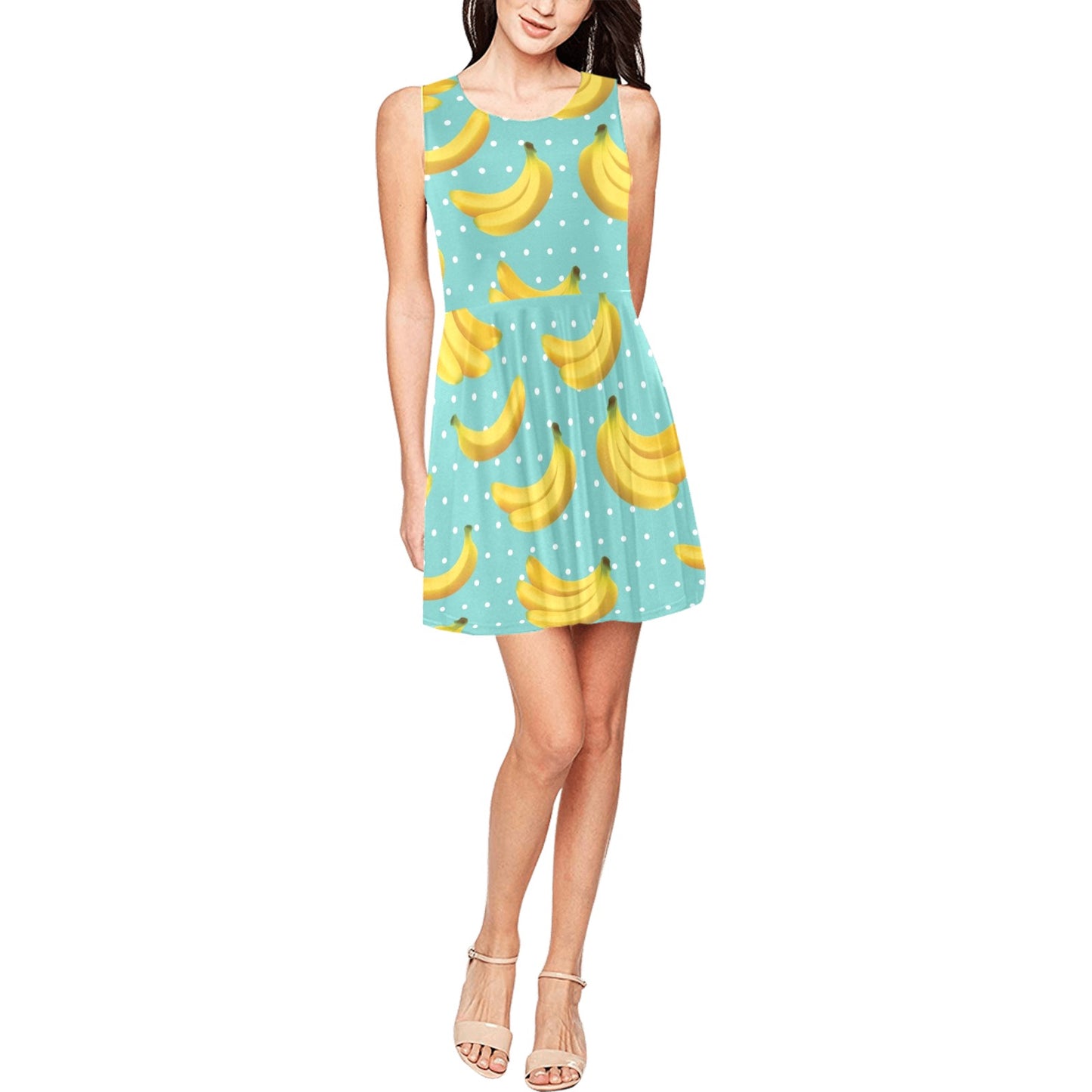 Banana Pattern Print Design BA02 Sleeveless Dress