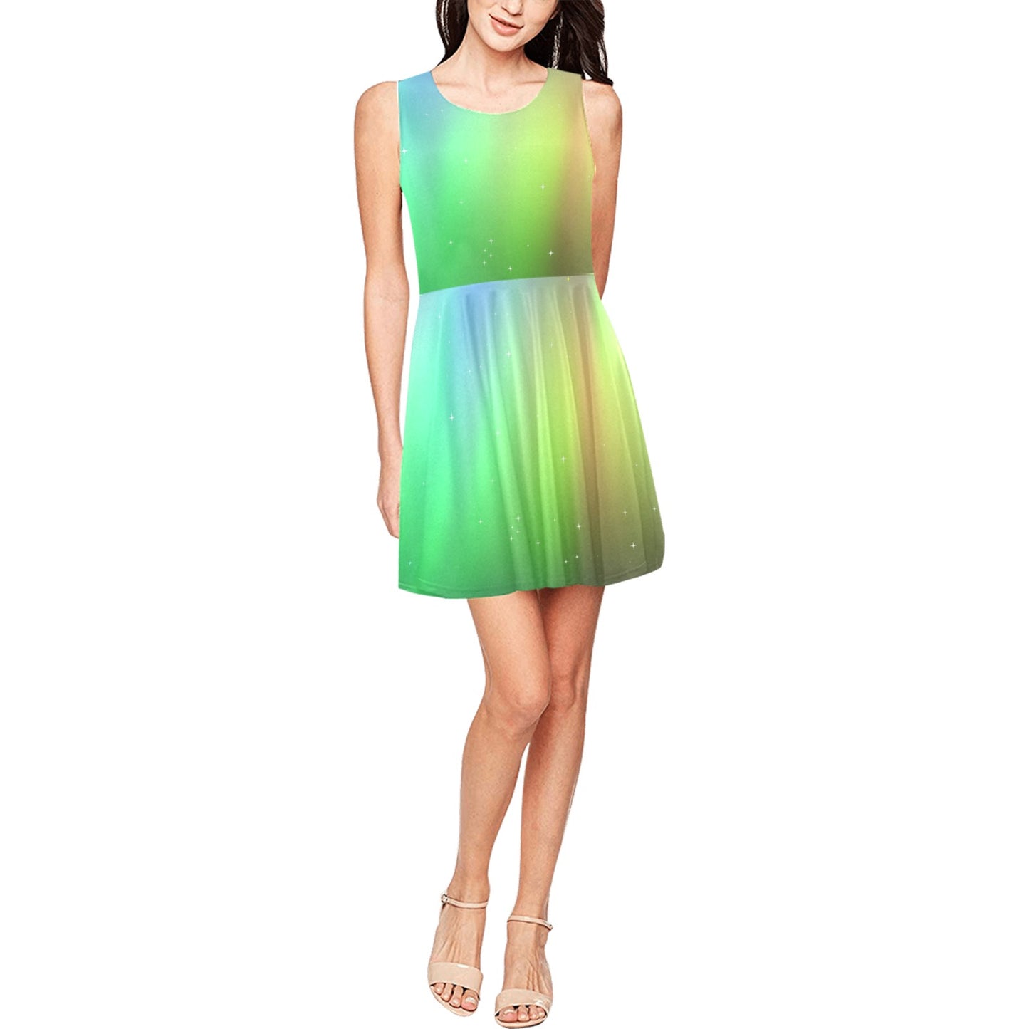Aurora Borealis Pattern Print Design 03 Sleeveless Dress