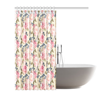 Floral Pink Butterfly Print Shower Curtain