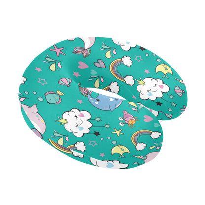 Narwhal Pattern Print Design 04 U-Shaped Travel Neck Pillow