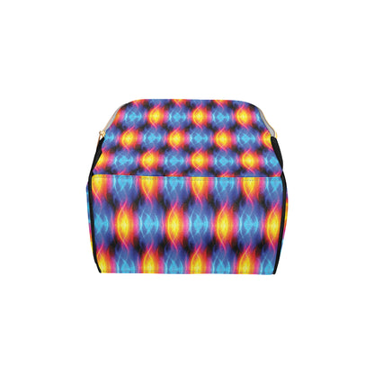 Flame Fire Blue Design Print Diaper Bag Backpack