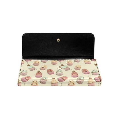 Cupcake Pattern Print Design 04 Women's Trifold Wallet