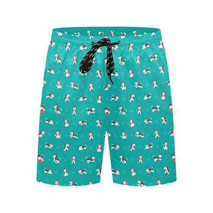 Siberian Huskies Print Design LKS303 Men's Swim Trunks Beach Shorts