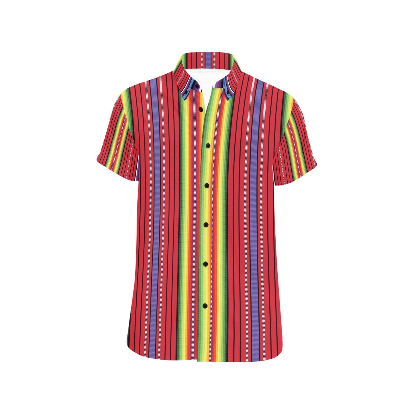 Serape Print Design LKS305 Men Short Sleeve Button Up Shirt