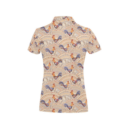 Chicken Boho Style Pattern Women's Polo Shirt