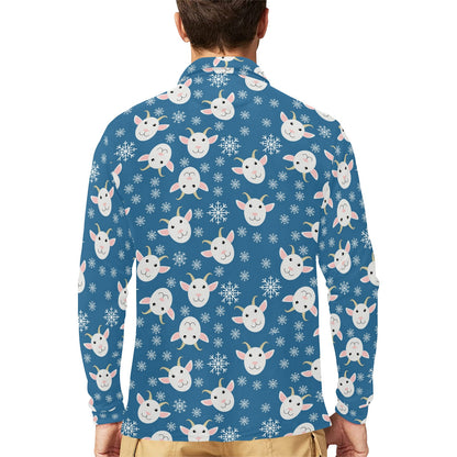 Goat Print Design LKS402 Long Sleeve Polo Shirt For Men's