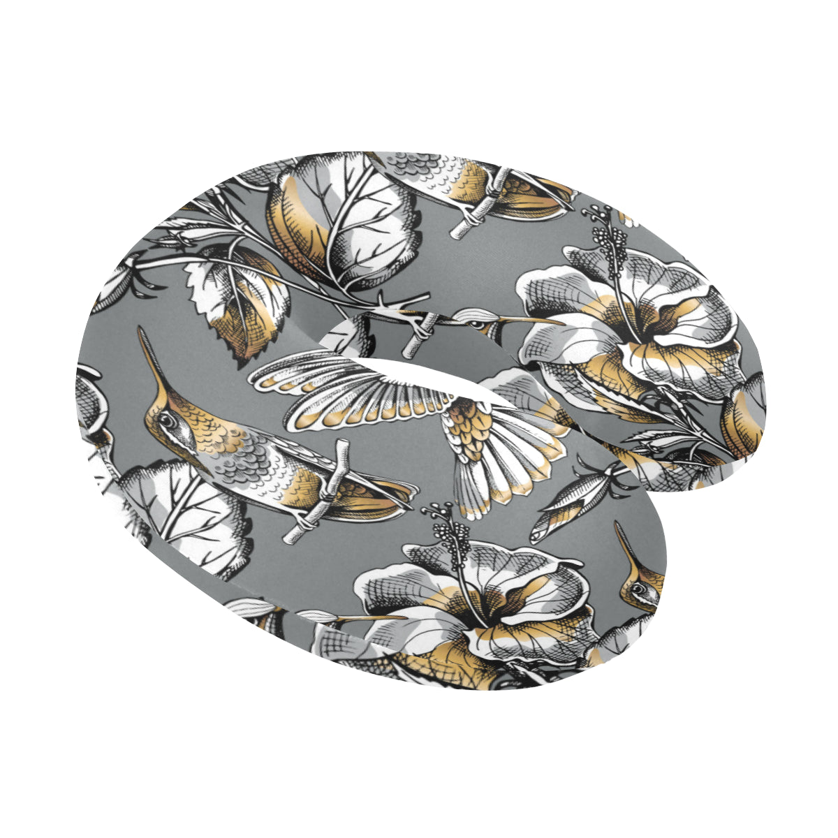 Hummingbird Pattern Print Design 02 U-Shaped Travel Neck Pillow