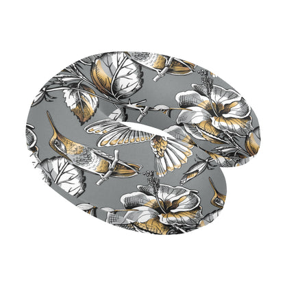 Hummingbird Pattern Print Design 02 U-Shaped Travel Neck Pillow