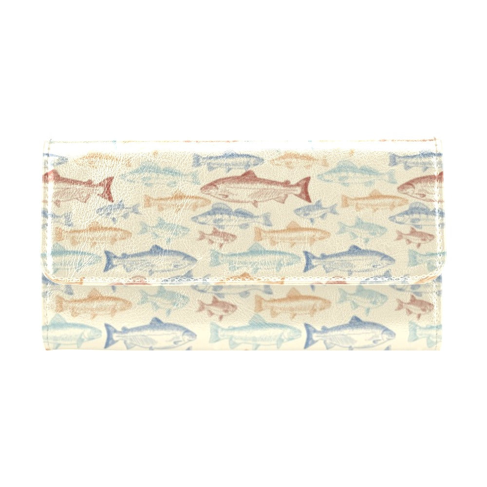 Salmon Fish Print Design LKS302 Women's Trifold Wallet