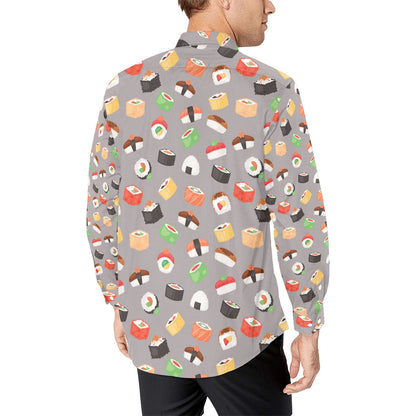 Sushi Print Design LKS307 Men's Long Sleeve Dress Shirt